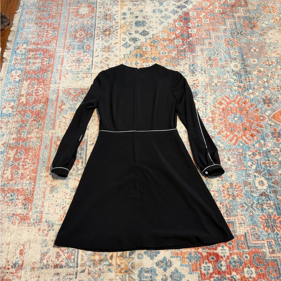 Loft black long-sleeved dress with white piping detail - Picture 4 of 6